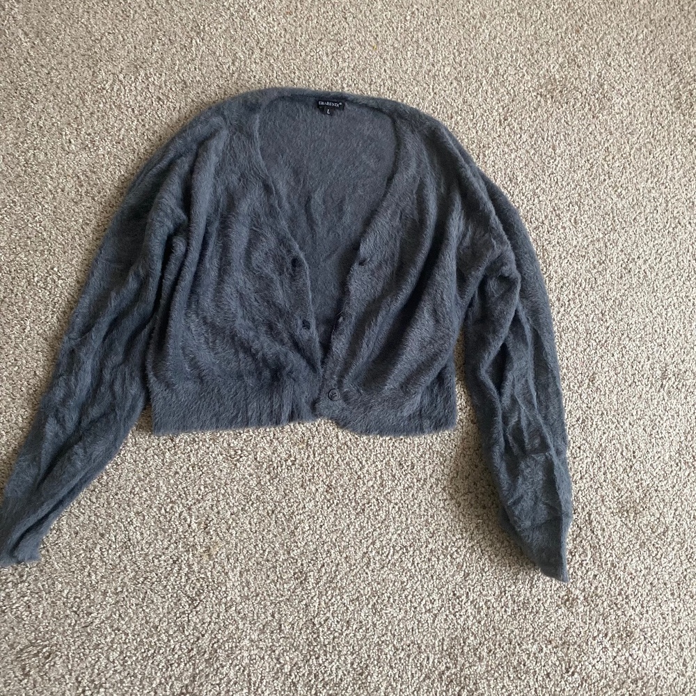 Verabendi Women’s Grey Button Up Long Sleeve Cardigan  Size L